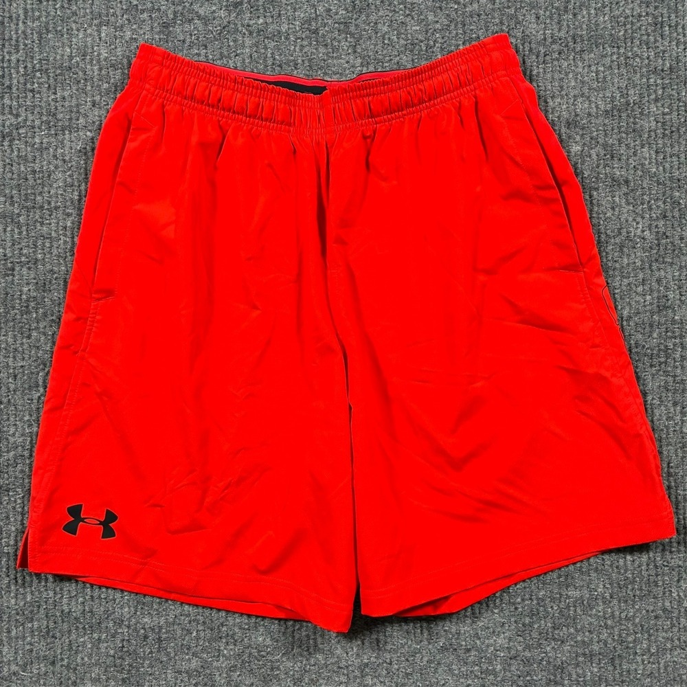 Under Armour Mens Athletic Shorts‎ Size M Red Pull On Loose Fit Training